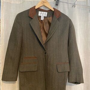 Jones New York Brown Trench Coat with Leather Accents